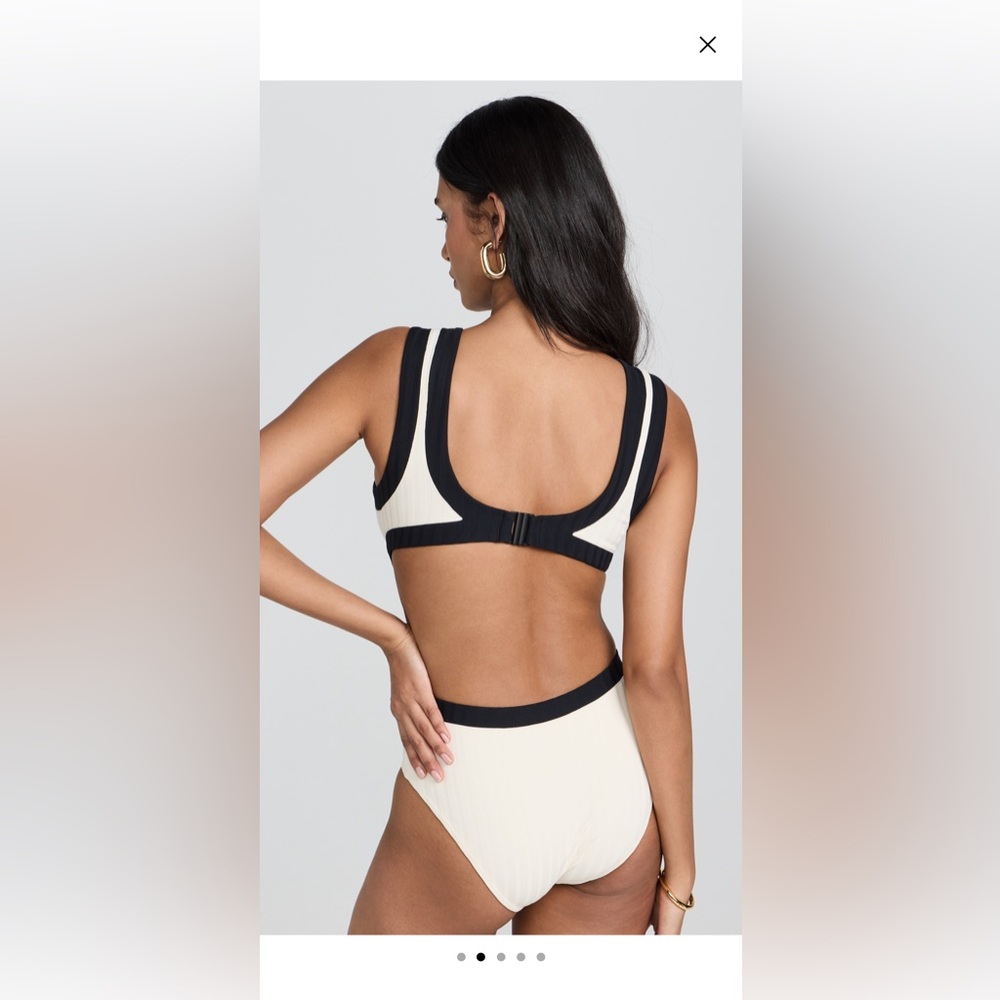 STAUD Cream and Black Cutout One-Piece Swimsuit - Picture 2 of 5